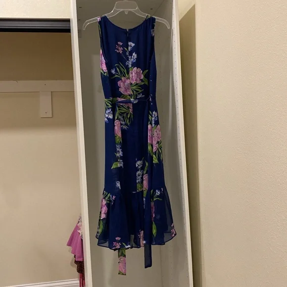 Talbots navy blue sleeveless belted maxi dress - Picture 2 of 3